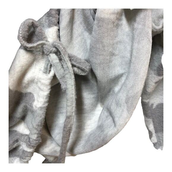 Gray White Camouflage Print Drawstring Hem Pullover Sweatshirt Medium - Picture 3 of 12